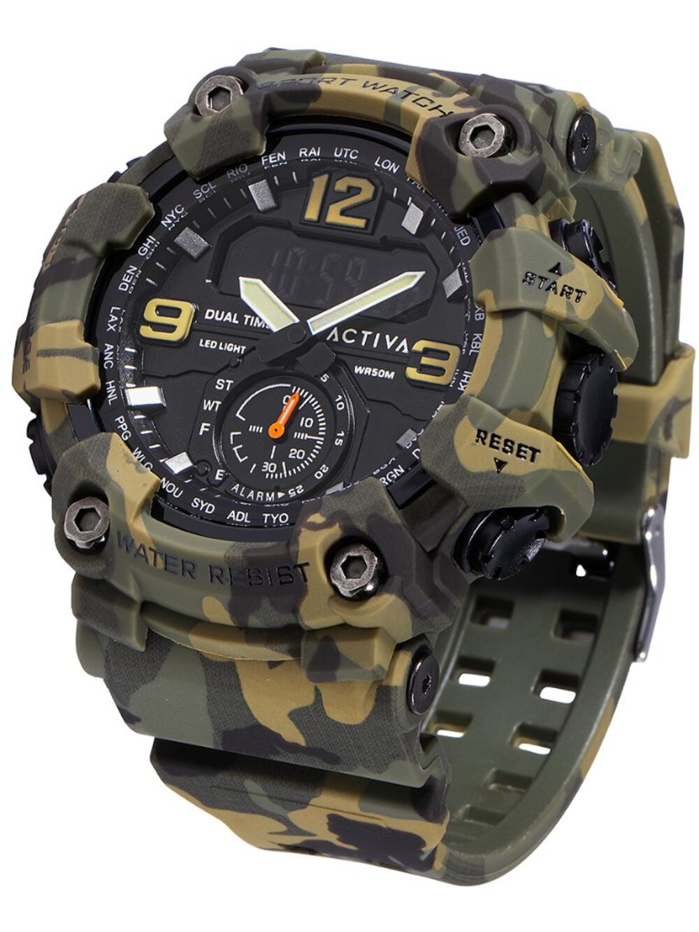$99 Activa X Invicta BlackOps Mens Green Camouflage Digital 56mm Watch NIB